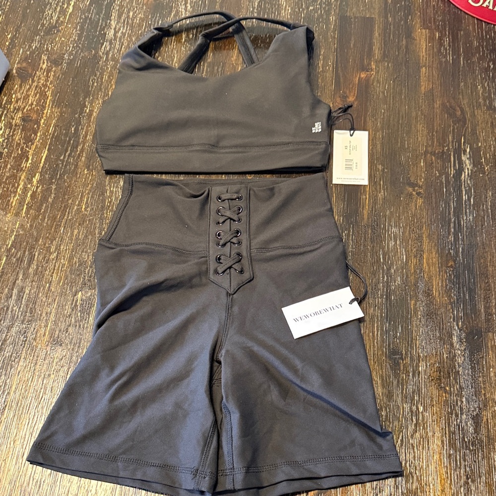WeWoreWhat Black Athletic Shorts and top